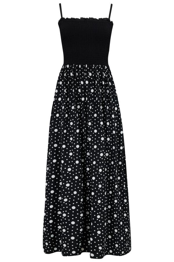 Strapless Shirred Split Maxi Beach Dress