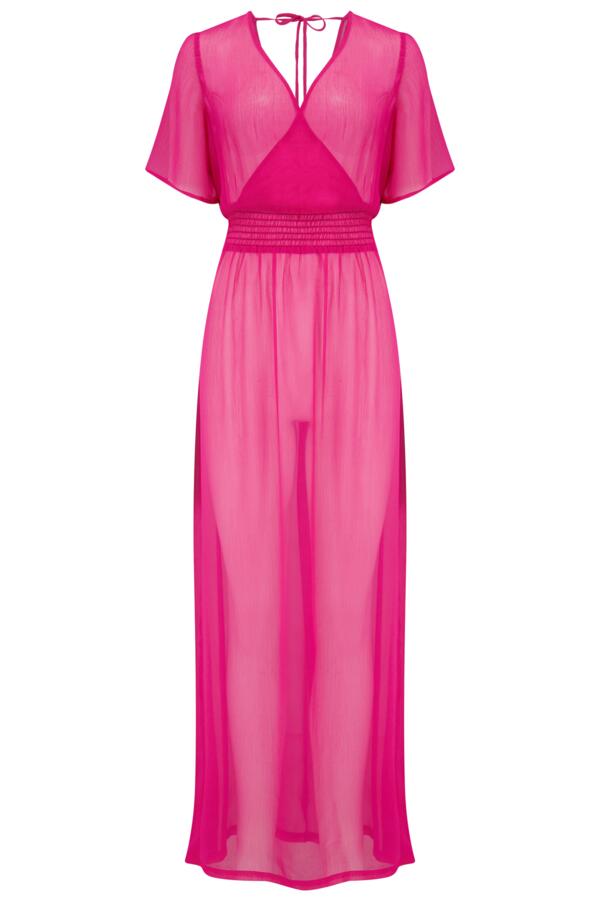 Short Sleeve Chiffon Wrap Maxi Kaftan