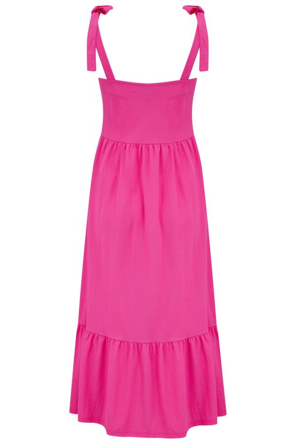 Laura Fuller Bust Pique Jersey Tie Strap Tiered Midi Dress