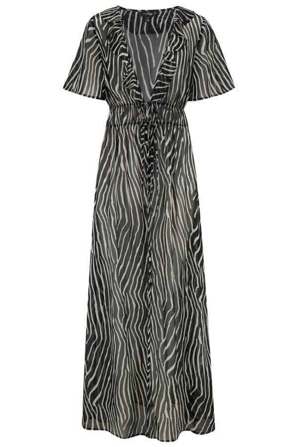 Frill Detail Double Tie Chiffon Kimono