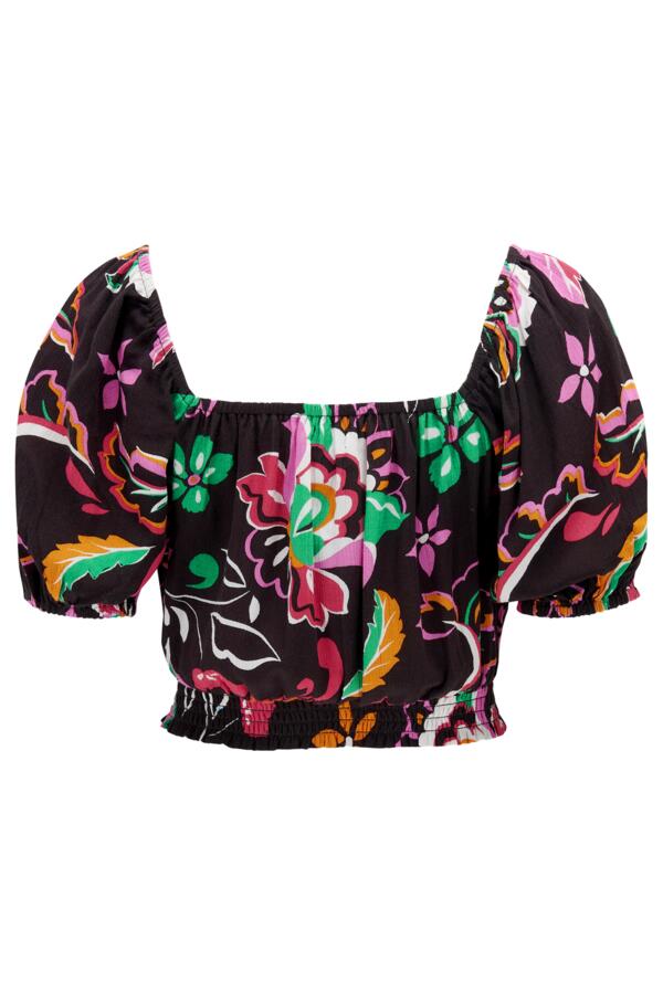 Crinkle Viscose Bardot Smock Tie Co-Ord Top