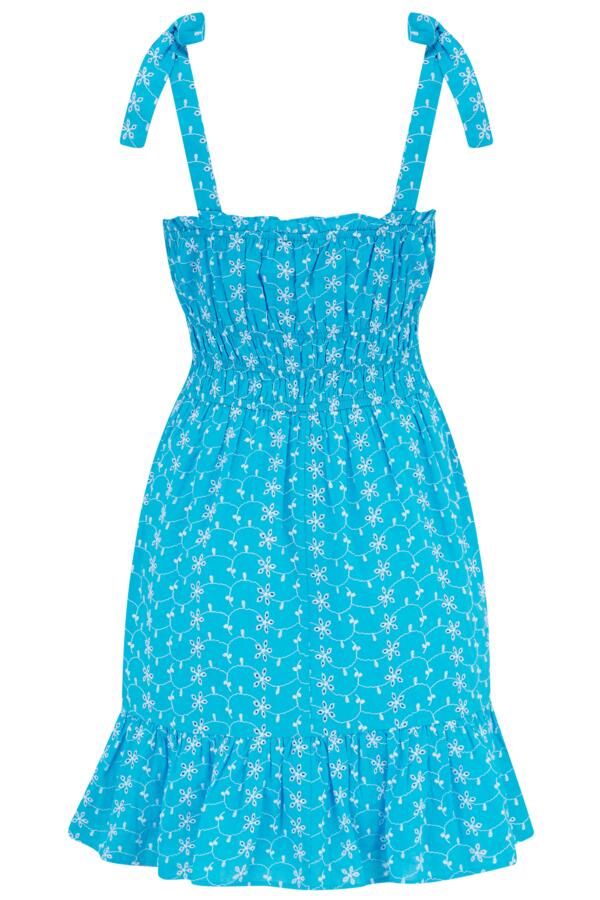 Hannah Fuller Bust Embroidered Woven Tie Strap Dress