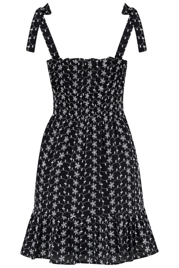 Hannah Fuller Bust Embroidered Woven Tie Strap Dress