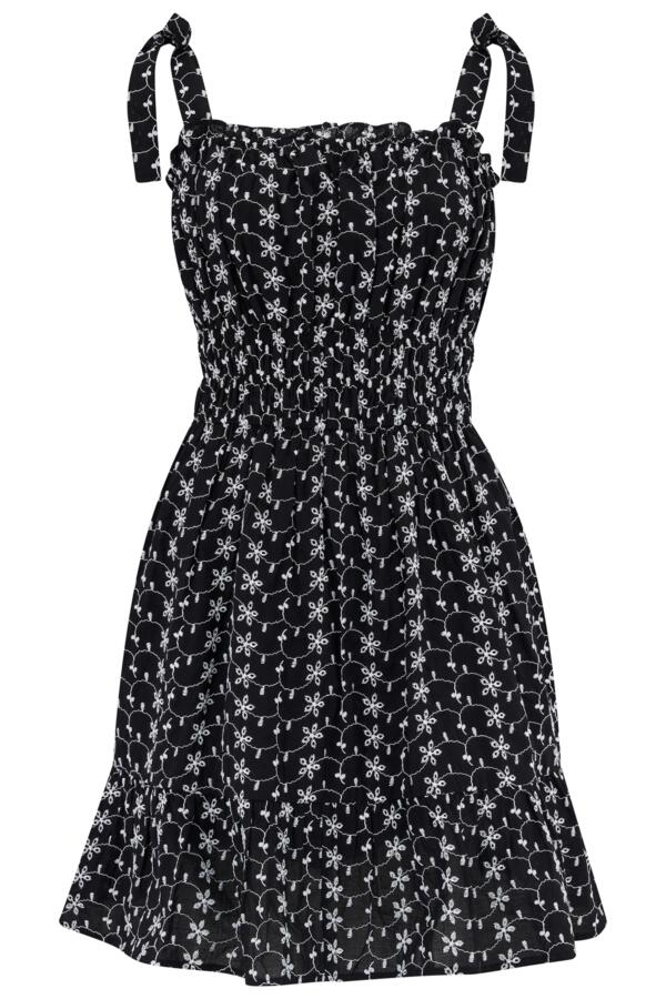 Hannah Fuller Bust Embroidered Woven Tie Strap Dress