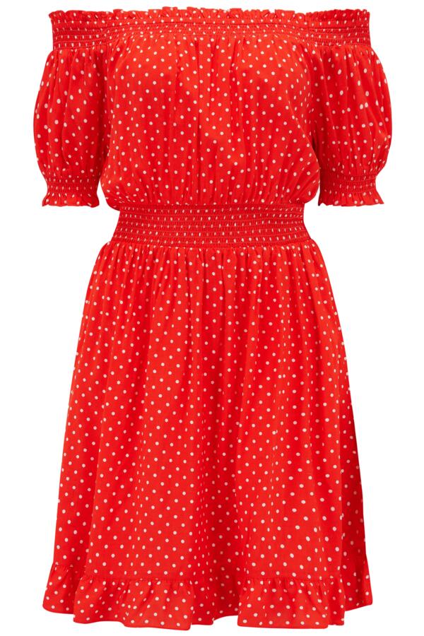 Eloise Puff Sleeve Woven Bardot Dress