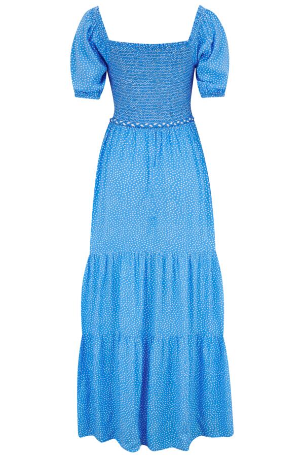 Sadie Fuller Bust Shirred Bodice Woven Short Sleeve Maxi Dress
