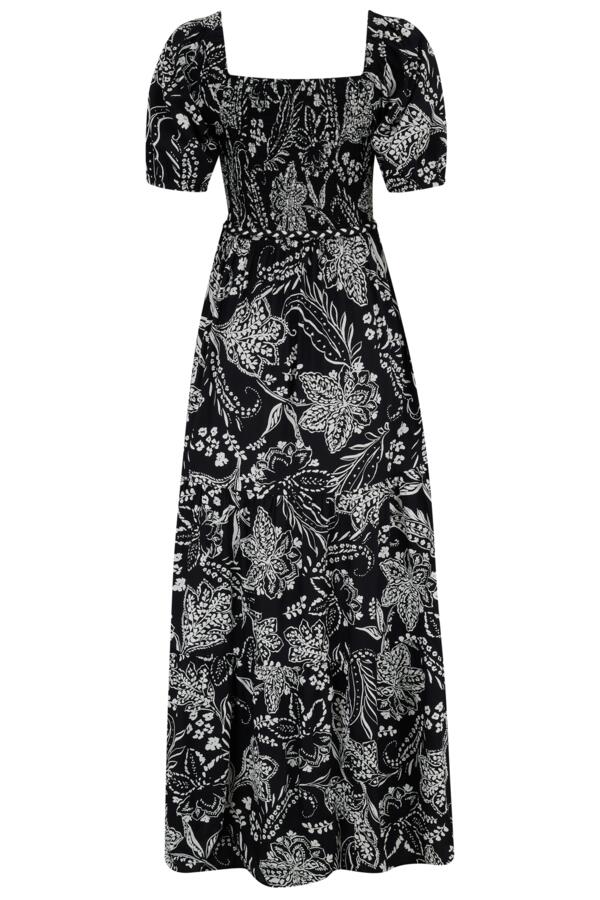 Sadie Fuller Bust Shirred Bodice Woven Short Sleeve Maxi Dress