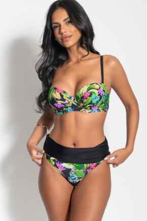 St Lucia Fold Over Bikini Brief - Tropical