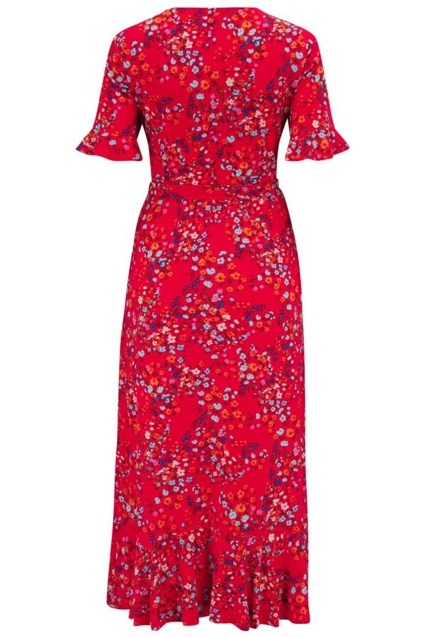 Megan Fuller Bust Slinky Jersey Frill Detail Midi Wrap Dress