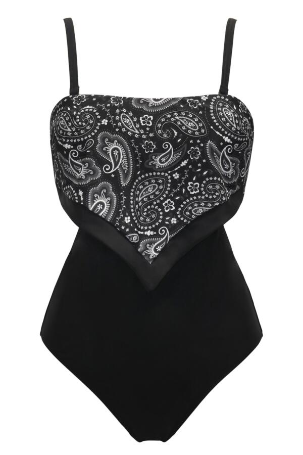 Scarf Strapless Tummy Control Swimsuit