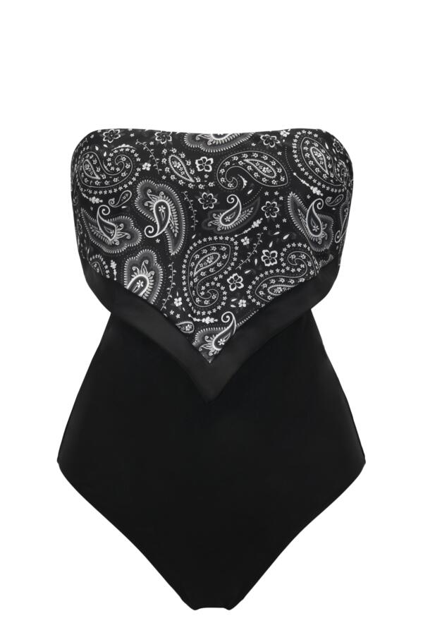 Scarf Strapless Tummy Control Swimsuit