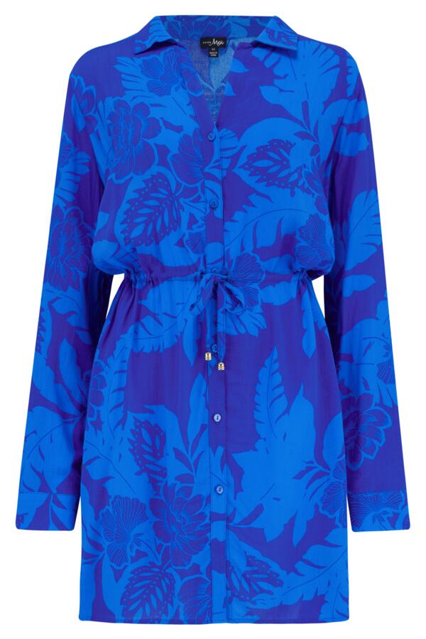 Crinkle Button Through Beach Shirt