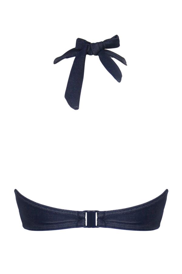 Adelaide Denim Underwired Lace Up Longline Bikini Top