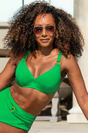 Cali Ribbed Texture Hidden Underwired Bikini Top  - Green