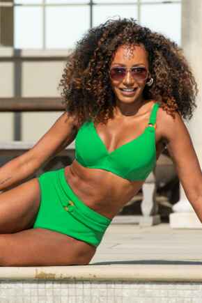 Cali Ribbed Texture High-Waist Belted Control Brief - Green