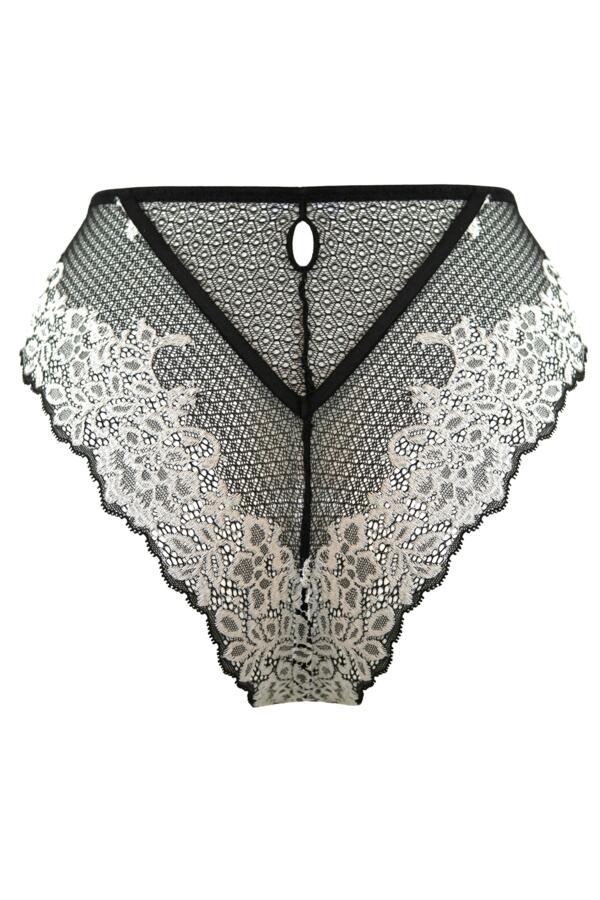 India Two-Tone Bold Lace High-Leg Brief
