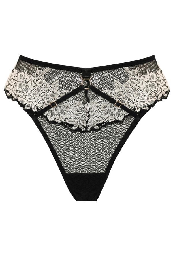 India Two-Tone Bold Lace High-Leg Brief