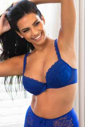 Rebel Padded Plunge Bra - Cobalt