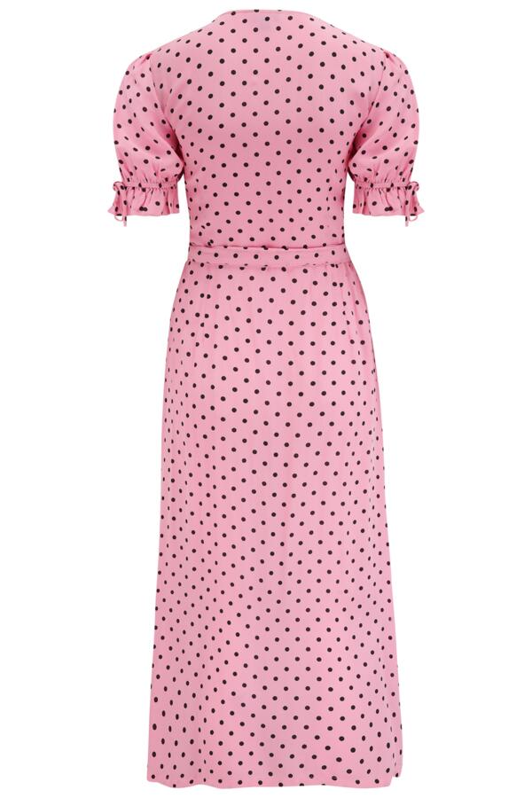 Laney Fuller Bust Lace Trim Woven Wrap Midi Dress