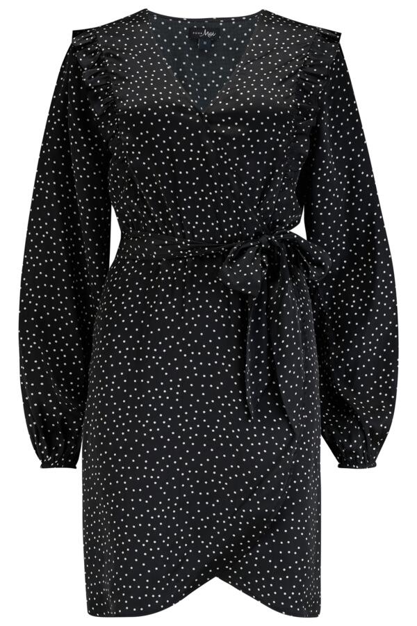 Kira Fuller Bust Frill Detail Satin Long Sleeve Wrap Dress