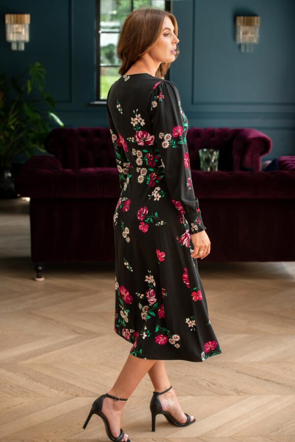 Lucinda Jersey Lace Detail Long Sleeve Midi Dress