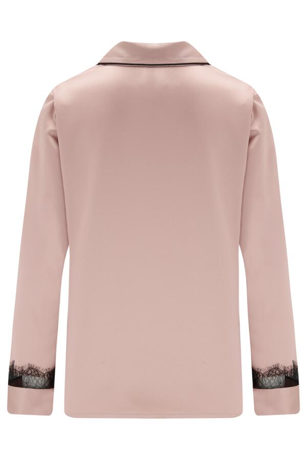 Dusk Satin and Lace Revere Collar Pyjama Set