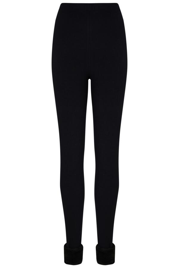Faux Fur Trim Rib Jersey Loungewear Set