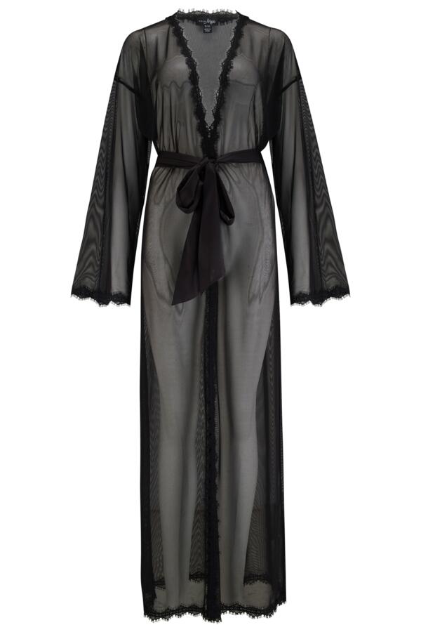 Boudoir Mesh and Lace Maxi Dressing Gown