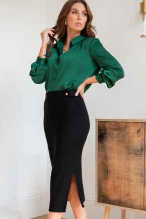 Beth Rib Knit Midi Skirt - Black