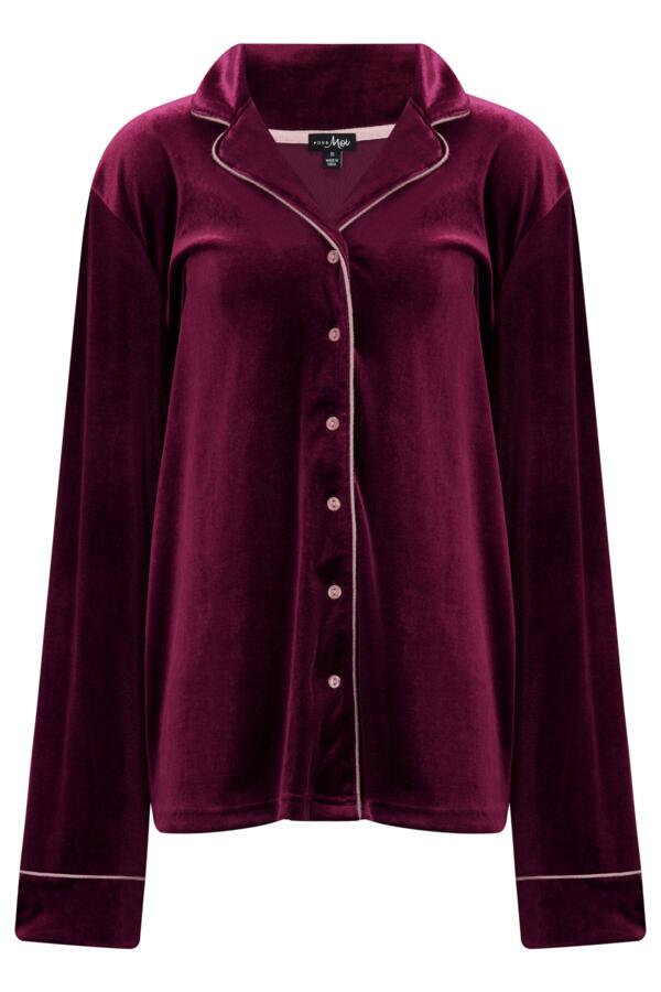 Velour Contrast Trim Pyjama Set