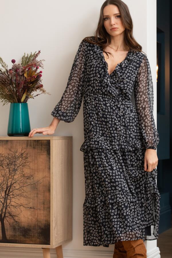 Lily Fuller Bust Chiffon Frill Midaxi Dress