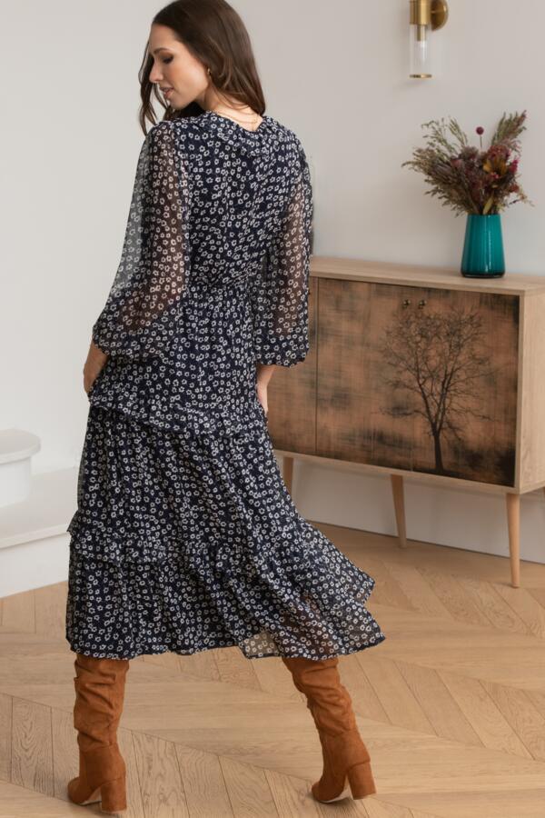 Lily Fuller Bust Chiffon Frill Midaxi Dress