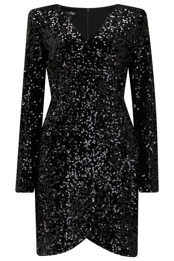 Whitney Velvet Sequin V-Neck Mini Dress