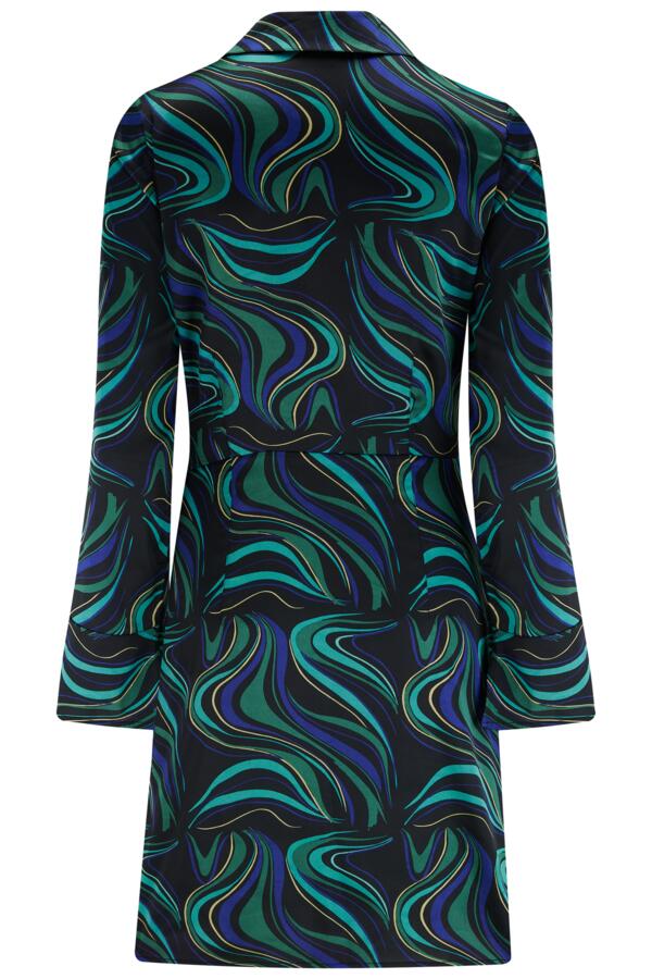 Louisa Satin Wrap Long Sleeve Short Dress