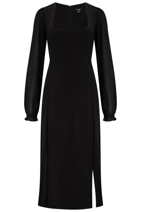 Jessica Chiffon Sleeve Bodycon Stretch Ponte Midi Dress
