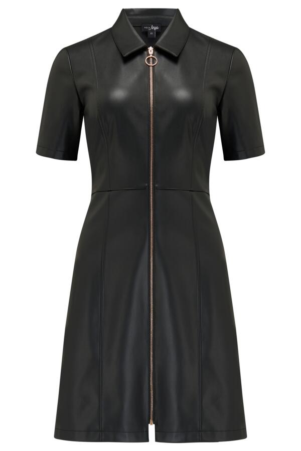 Ella Faux Leather Zip Through Mini Dress