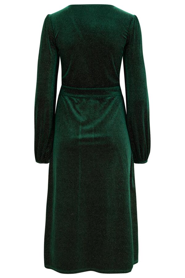 Mariah Glitter Stretch Velvet Belted Midi Dress