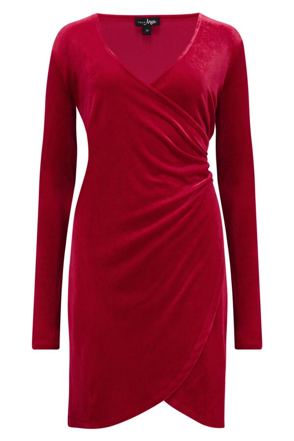Suki Stretch Velvet Wrap Bodycon Dress