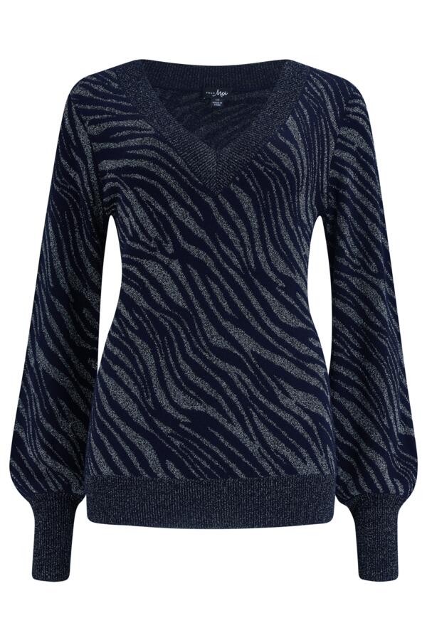 Mila Sparkle Jacquard V-Neck Fine Knit Jumper