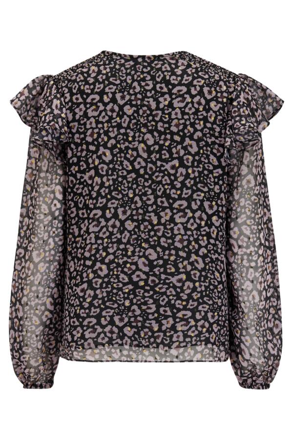 Angelina Sparkle Shirred Detail Long Sleeve Chiffon Blouse