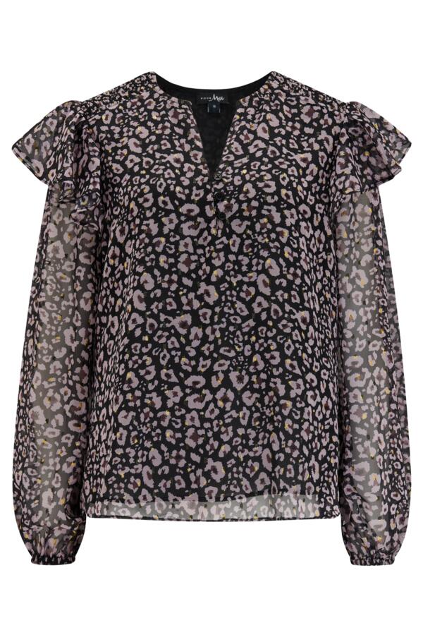 Angelina Sparkle Shirred Detail Long Sleeve Chiffon Blouse