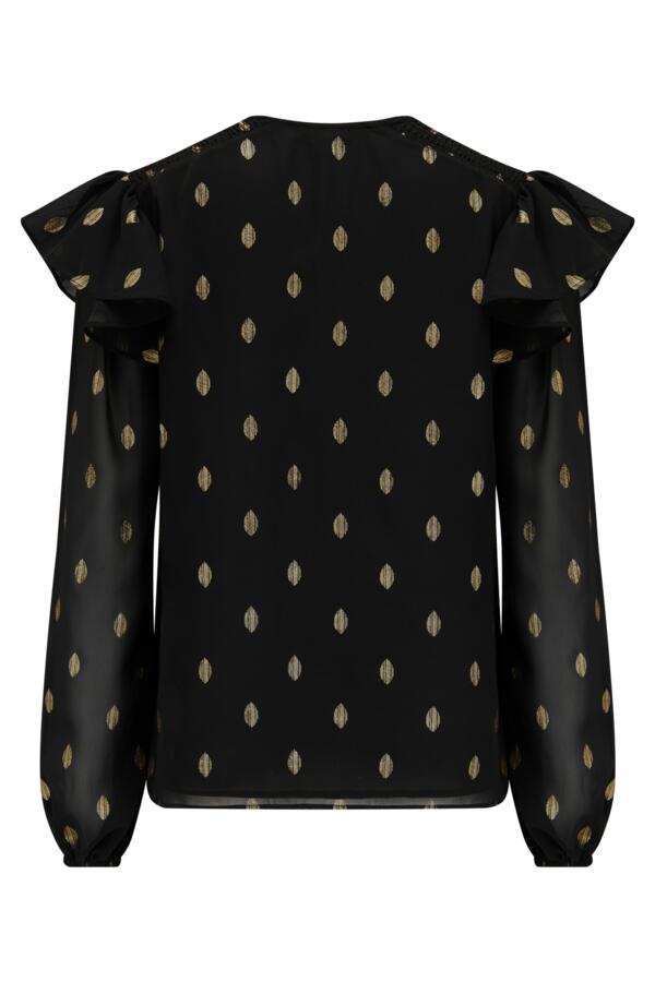Angelina Shirred Detail Long Sleeve Chiffon Blouse