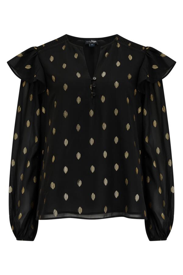 Angelina Shirred Detail Long Sleeve Chiffon Blouse