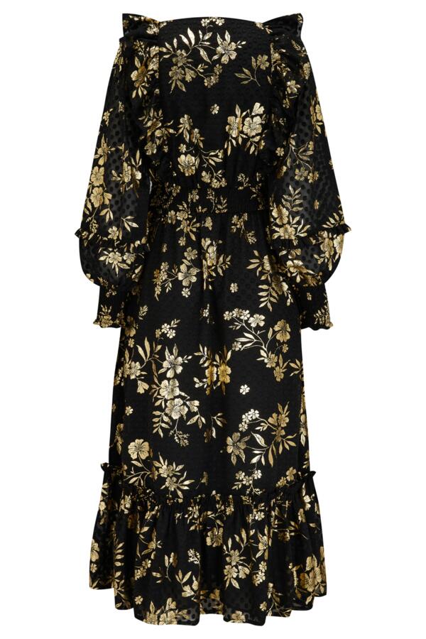 Michaela Jacquard Chiffon Frill Midaxi Dress