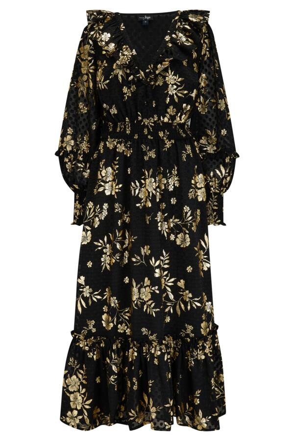 Michaela Jacquard Chiffon Frill Midaxi Dress