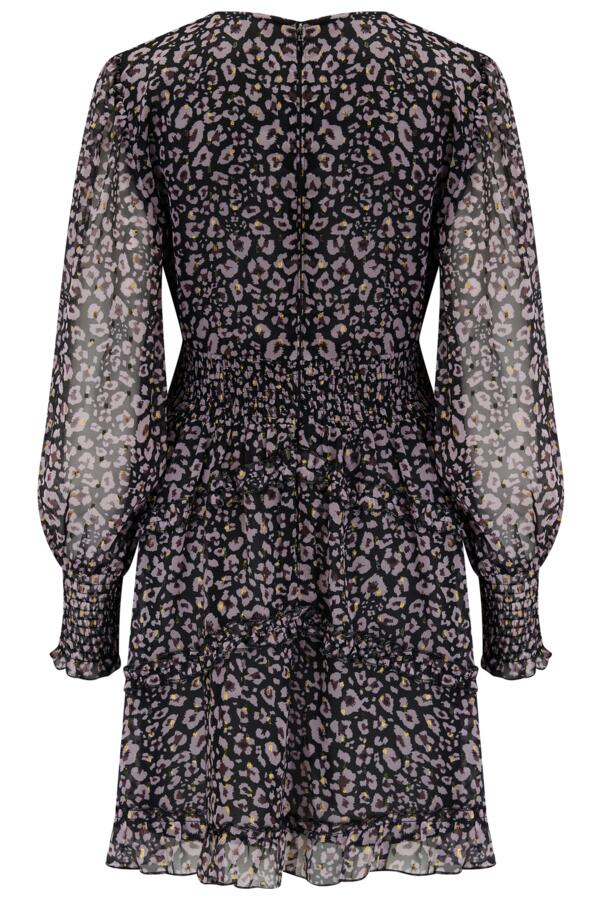 Alexandra Sparkle Jacquard Chiffon Frill Long Sleeve Short Dress