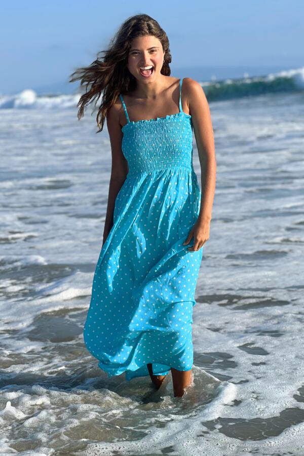 Strapless Shirred Bandeau Maxi Beach Dress