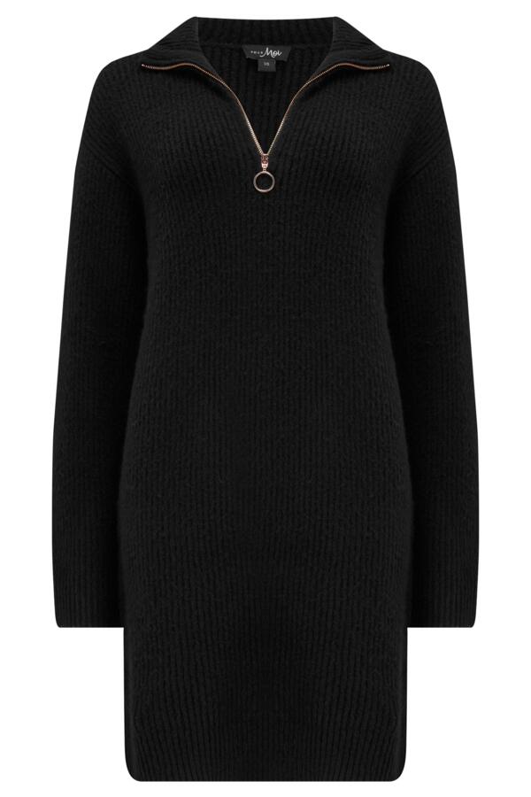 Frankie Fuller Bust Quarter Zip Chunky Knit Dress