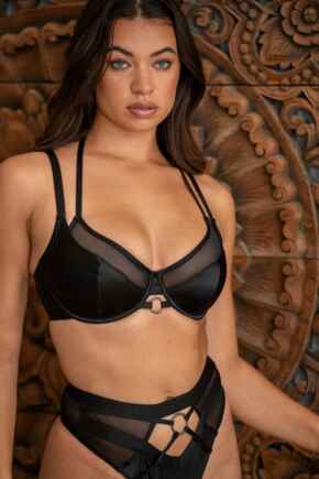 Obsessed Double Strap Non Padded Underwired Bra  - Black