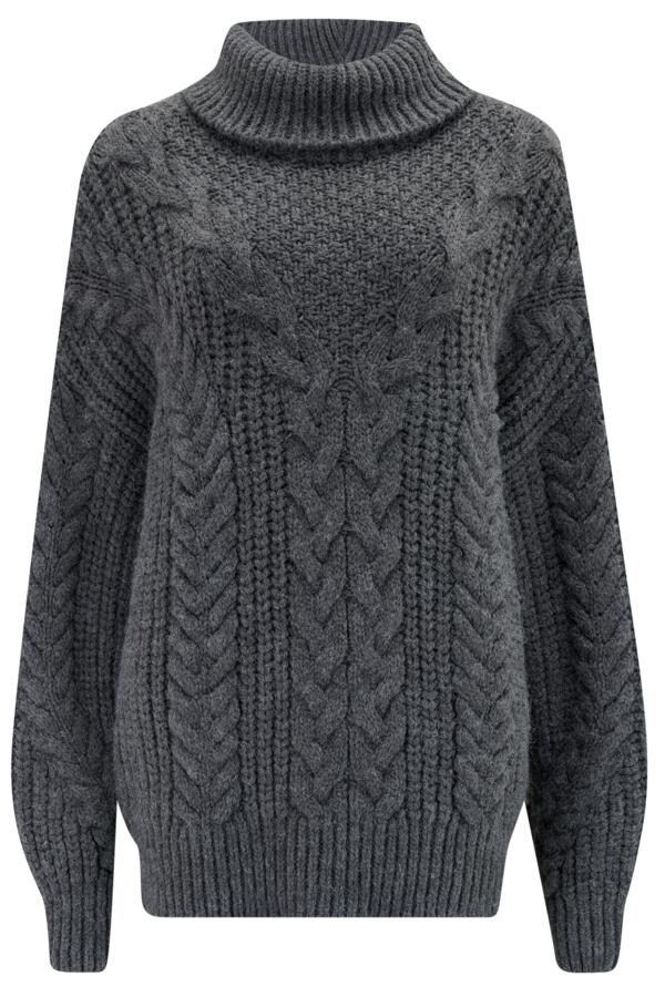 Alice Chunky Cable Knit Roll Neck Knit Jumper